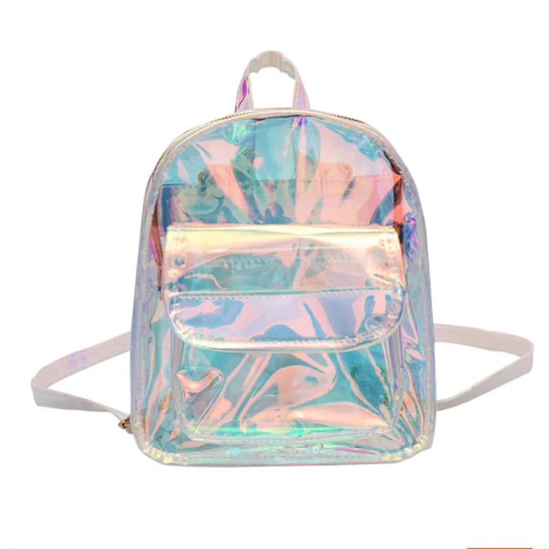PVC Transparent Clear Women Backpack Ita Bag Harajuku School Bag For Teen Girls Rucksack Kawaii Backpack Holographic Backpack