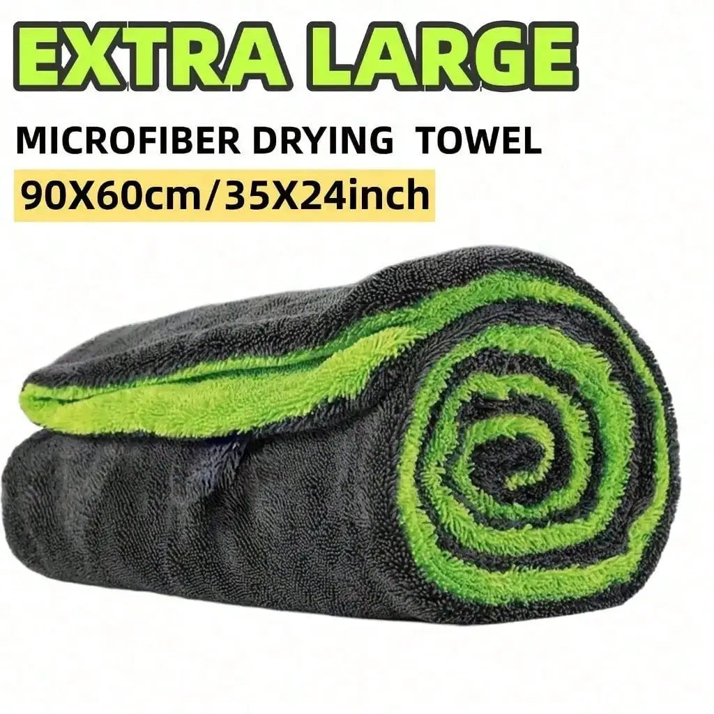 2/1Pcs Extra Large Microfiber Car Drying Towel | Ultra Absorbent Double-Sided Thickened Technology For Cars, Trucks, Boats - Red Gray Details, Professional Look | High Absorbency Material, Luxury Microfiber, Quick-Dry, No Res