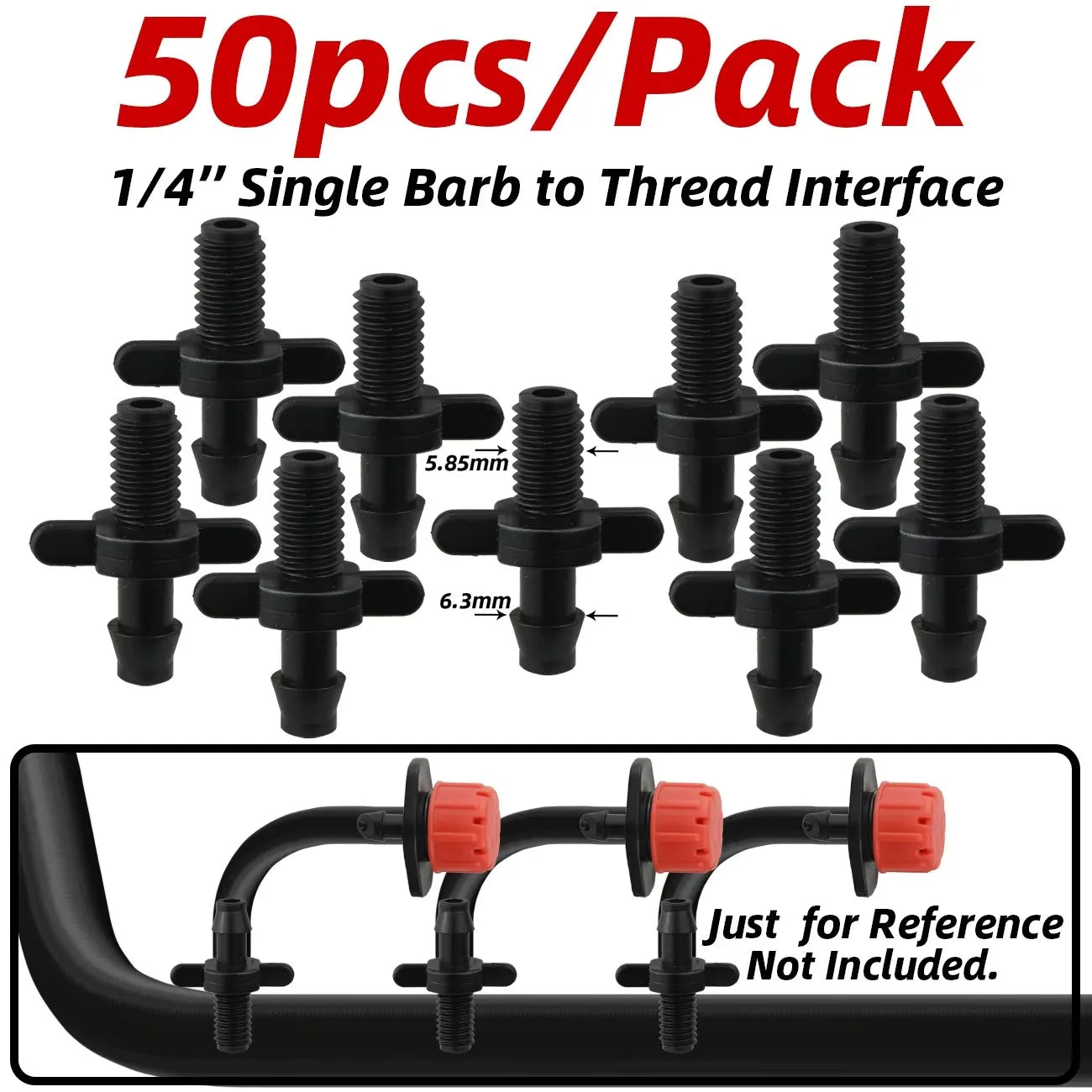 1-50pcs 4/7mm Barbed Connector Irrigation Fitting Drip Irrigation Connector 1/4'' Tubing Hose Fitting for Flower Pot Garden Lawn