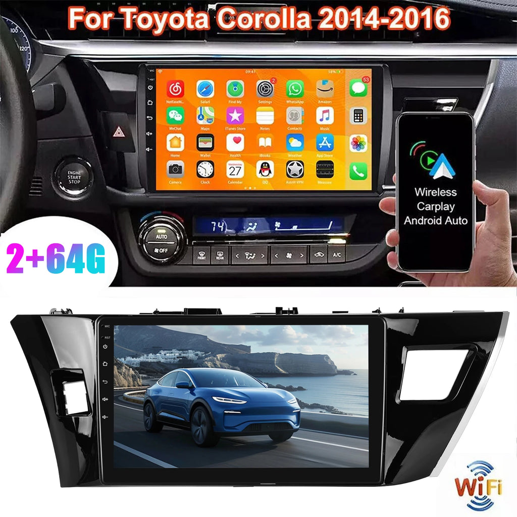 10.1-inch Android 15 For Toyota Corolla 2014-2016, 2+64G AHD camera in-car navigation with Wireless CarPlay