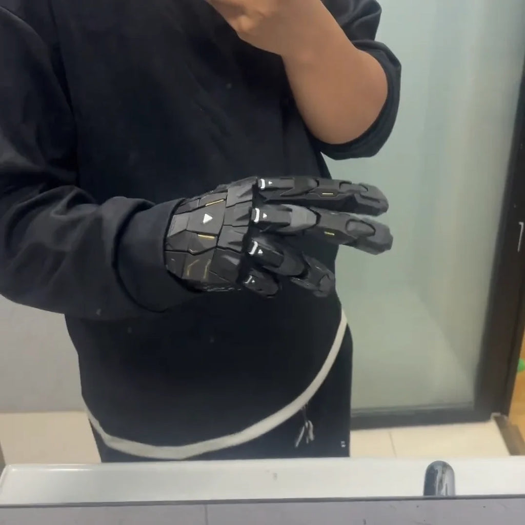 Gothic Techwear Exoskeleton Gloves 3D Printing Handmade Gluing Punk Mechanical Gloves Wearable Hand Armor Cosplay Props