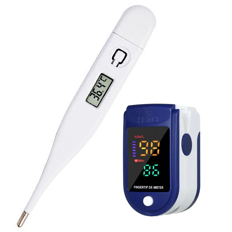 Pulse Oximeter Finger Clip Pulse Thermometer Electronic Soft Head Oral Armpit Temperature Measurement Household Adults Children