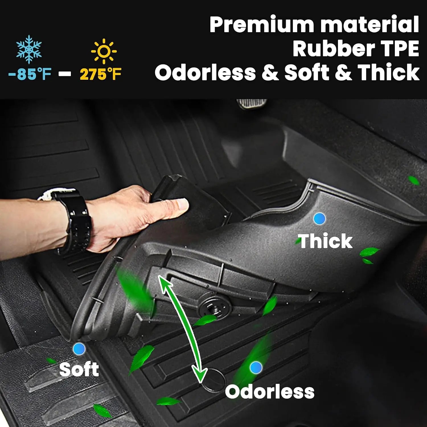 All Weather Cargo Liner Fit for Honda CRV 2023-2026 Non Hybrid with TPE Rubber Odorless Anti-Slip Mat Black