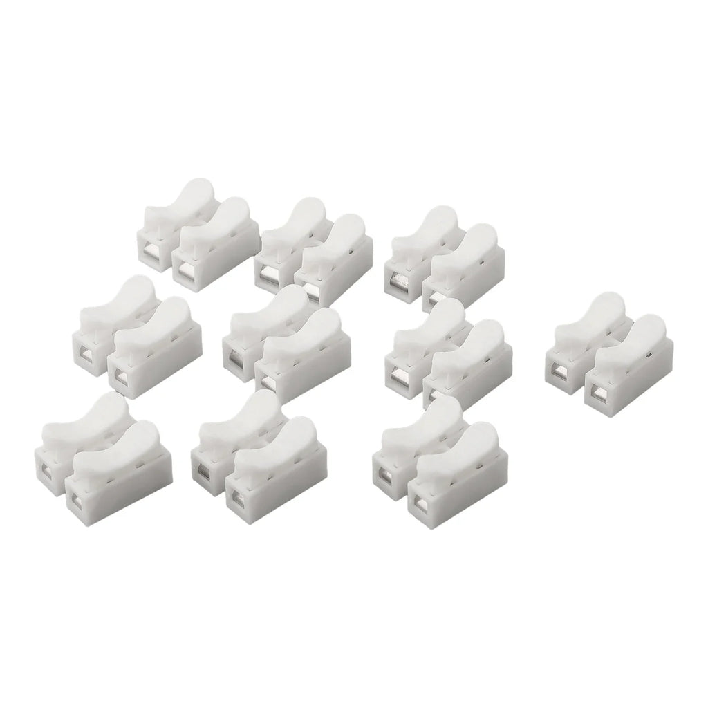 10 Pack CH2 Spring Terminal Block Connectors For LED Strips Fast Wire Connection No Screws Required 2-Pin DIN Type