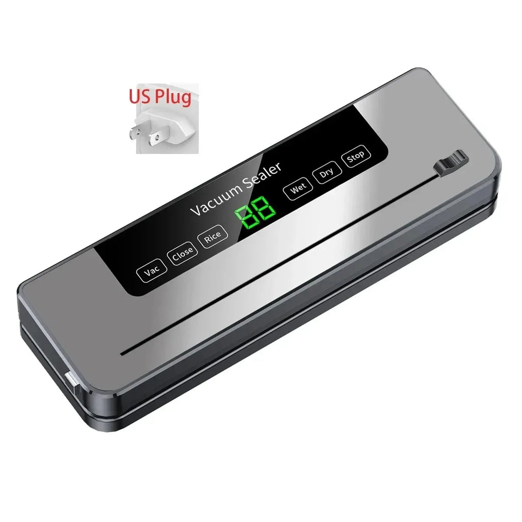 Electric Household Vacuum Sealer Machine - One Touch Operation with Built-in Cutter Kitchen Food Storage Packaging Tool