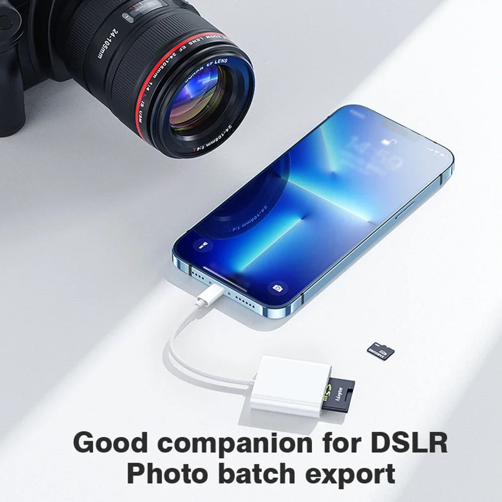 2-in-1 Lightning Card Reader Flash TF Slot for iPhone/iPad Memory Card/Mini SD Card Adapter Compatible E-commerce Product