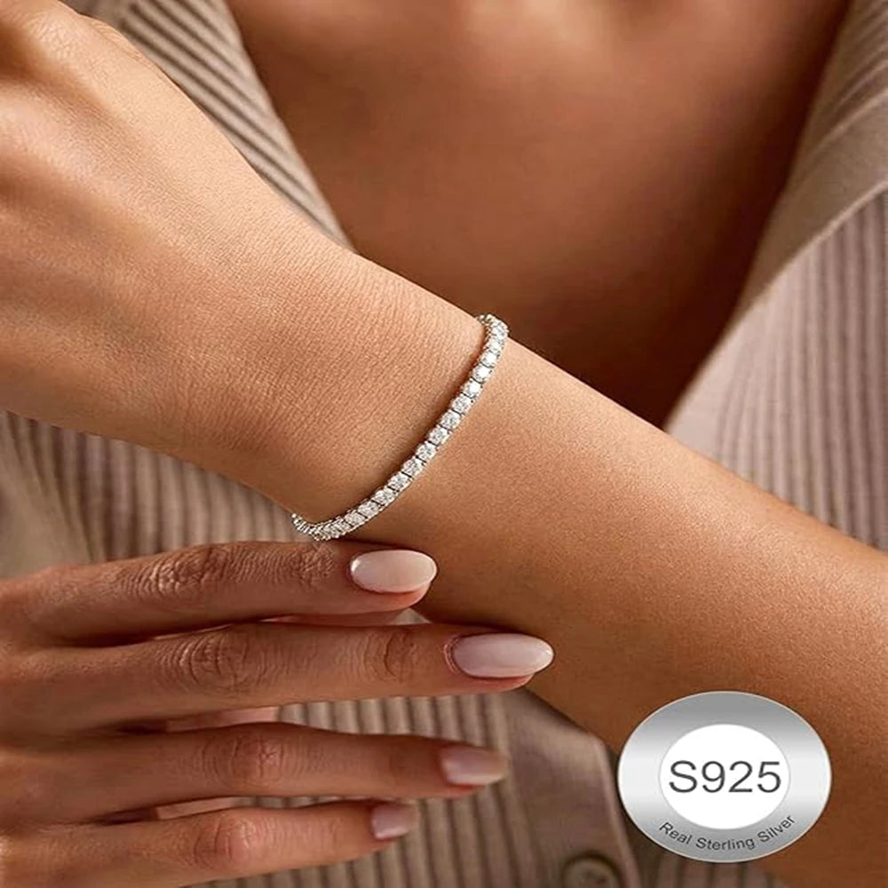 3-6.5mm Moissanite Tennis Bracelet for WomeAn and Men S925 Sterling Silver GRA Certified D Color VVS1 Clarity