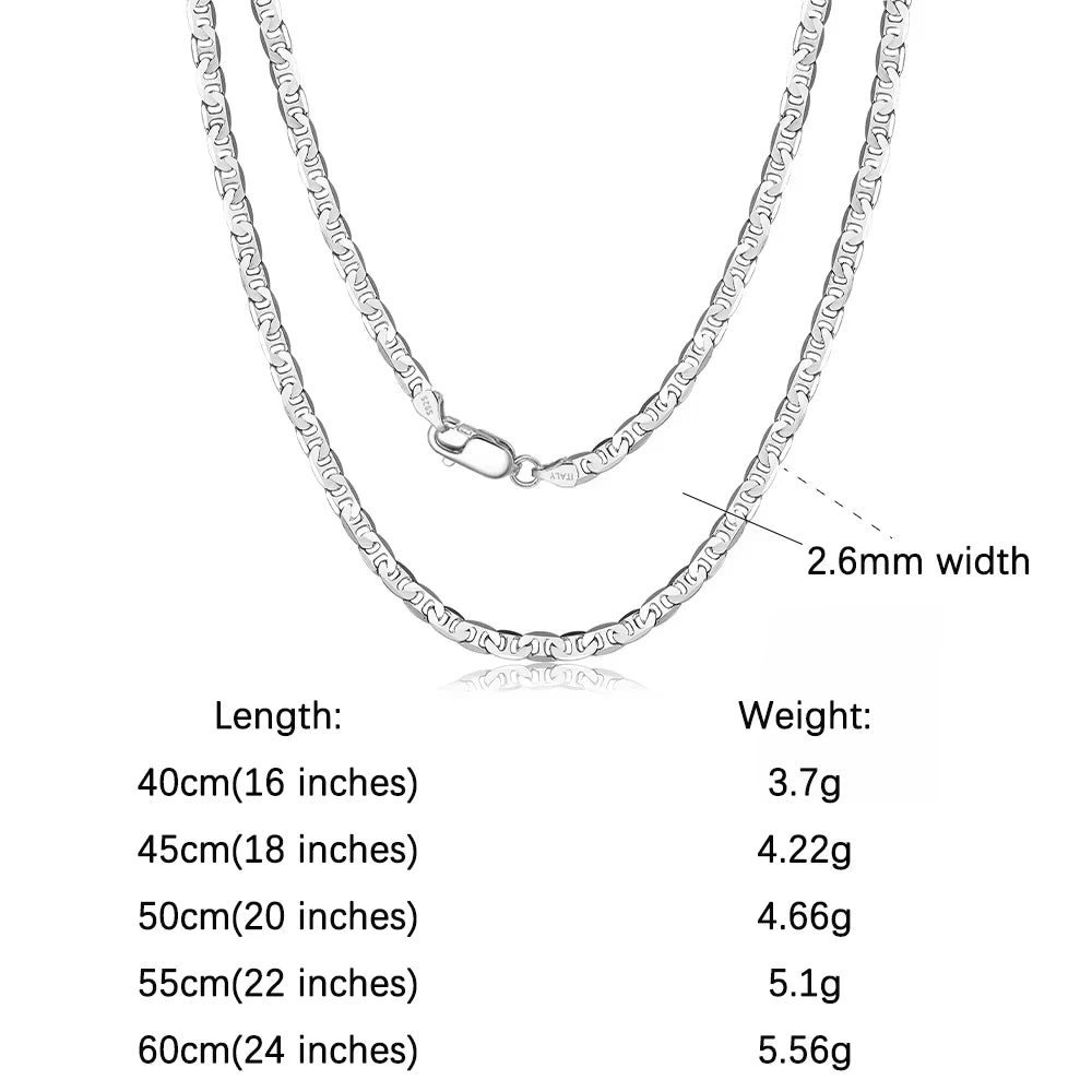 ORSA JEWELS 925 Sterling Silver Chain Necklaces Fashion Party for Men Women DIY Jewelry Simple High Quality 16-24 Inch Wholesale