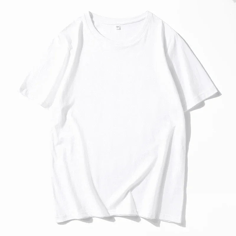 Men's Solid Color Round Neck Cotton Short Sleeved T-shirt Summer Comfortable Top