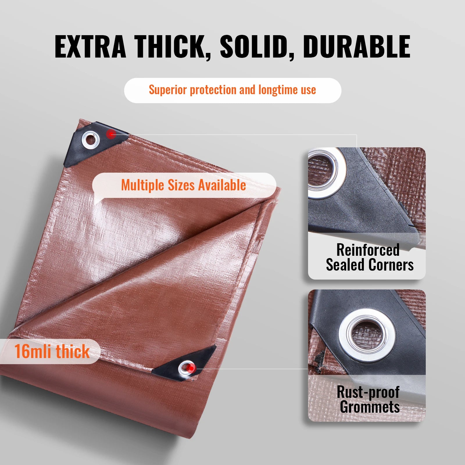 SucceBuy Heavy Duty Tarp Waterproof Tear Proof Poly Plastic Tarps Cover Multi-Purpose Outdoor Tarpaulin with Grommets for Truck