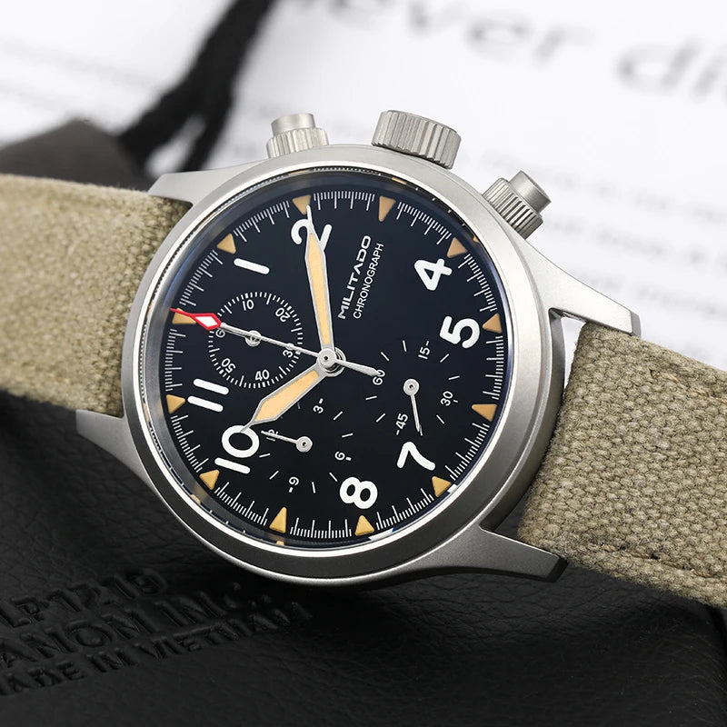Militado ML1868KF 3 Dial Quartz Watch VK67 Sports Chronograph Watches Man Luminous Sapphire Glass 100M Waterproof 39Mm Watches