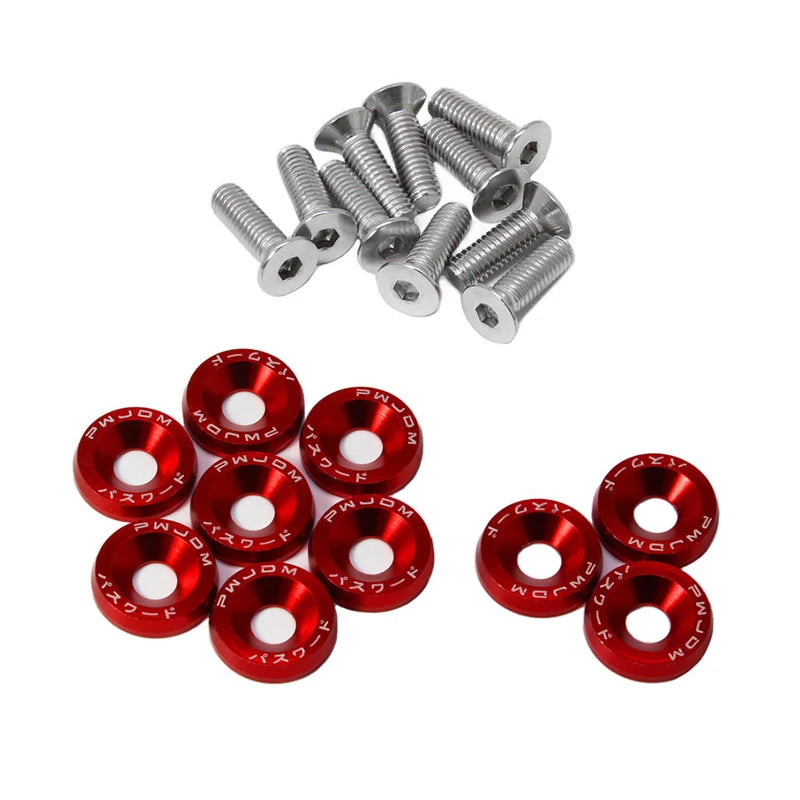 40pcs M6 Aluminum Car Modified Hex Fasteners Fender Washer Bolts JDM Bumper Engine Concave Screws Universal