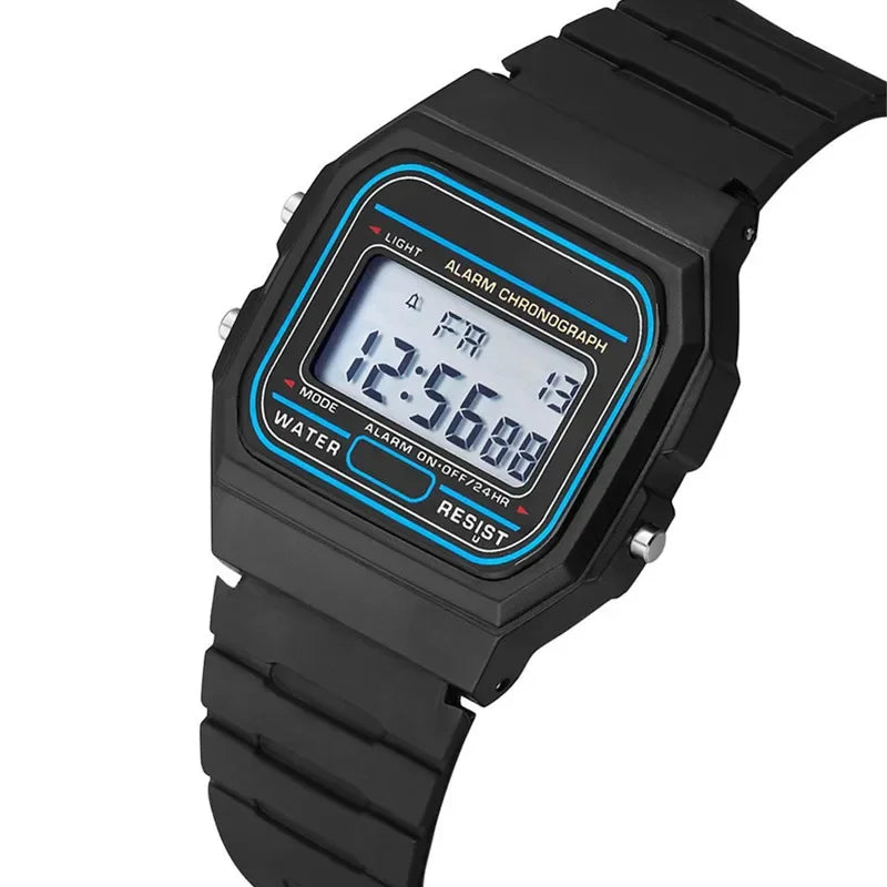Sport LED Digital Watch for Men, Simple Small Square Dial Electronic Wrist Watch with Silicone Strap, Fashion Casual Men's Watch