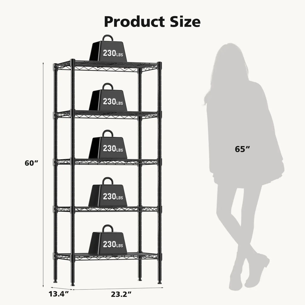 JHK 3-5 Tier Metal Wire Storage Shelves Adjustable Storage Racks Heavy Duty Standing Shelf Organizer for Living Room and Kitchen