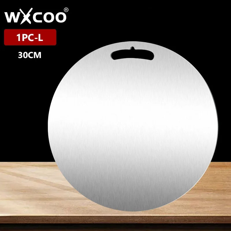 WXCOO Double-sided Cutting Board Kitchen Stainless Steel or Natural Bamboo Chopping Board for Fruit Meat Vegetable Cutting Board