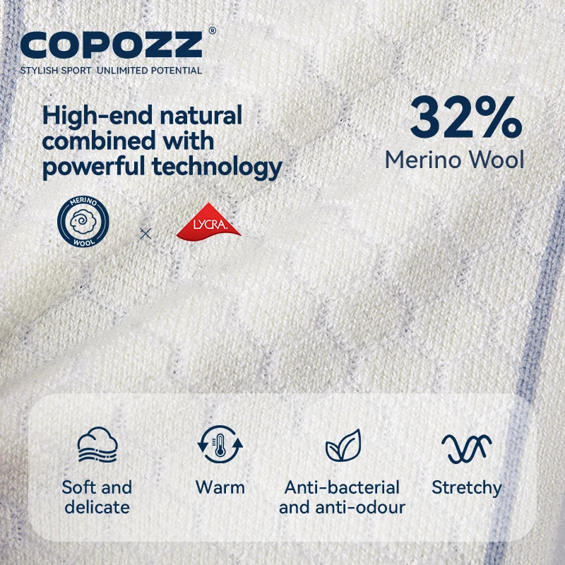 COPOZZ Merino Wool Winter Ski Socks Men Women Thermal Knee-high Ski Socks Warm Thickened Snowboard Soccer Socks Adult Female
