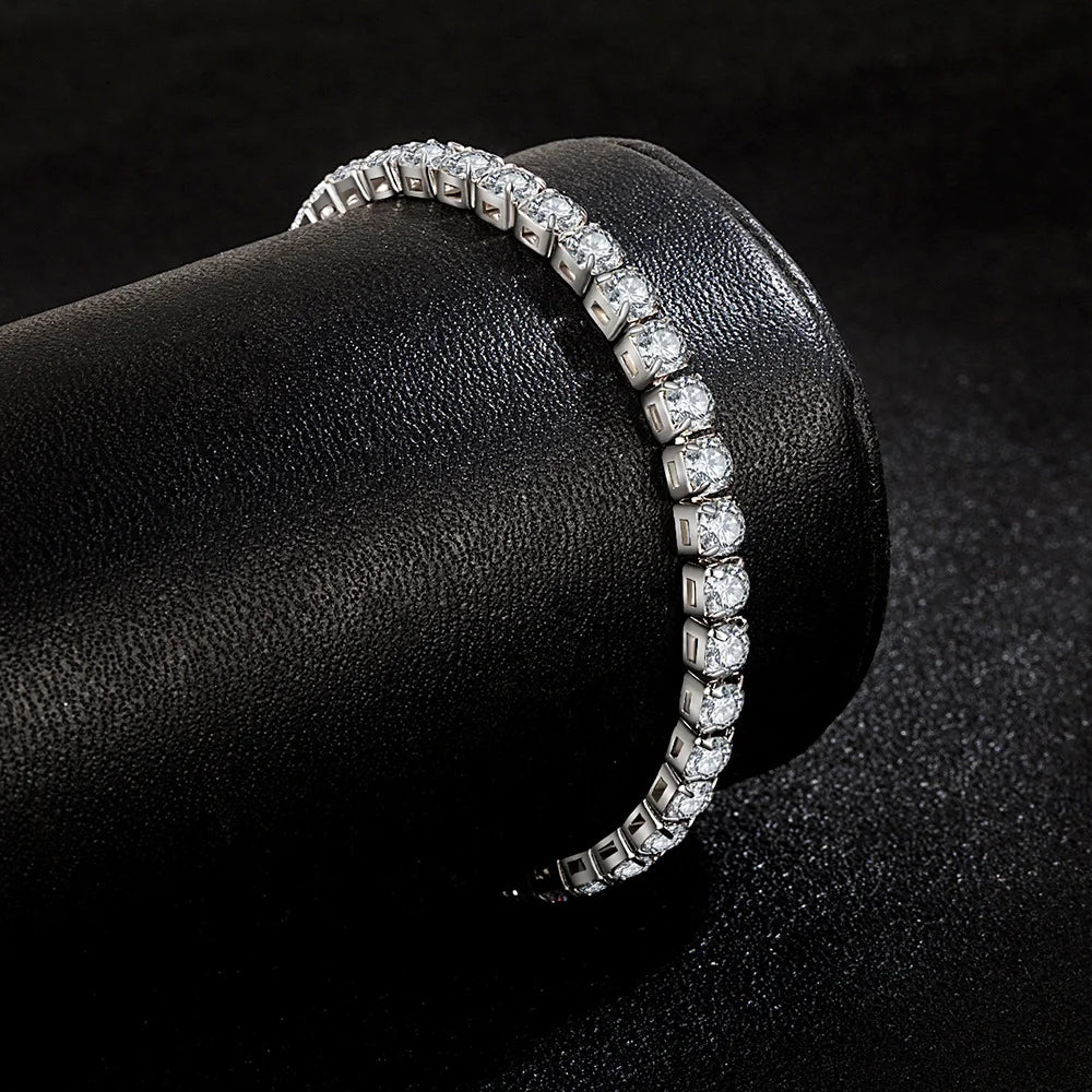 High Quality S925 Silver Platinum Plated Moissanite Bracelet Sparkling Personality Wedding Jewelry Gift Charm Bracelet For Women
