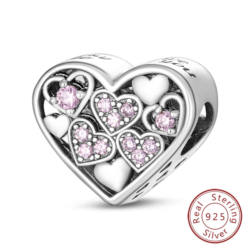 Hot Sale Charm Bead Pendant 925 Sterling Silver Firefly Love Heart Cats Dogs Sunflower Charm for Bracelet Women DIY Jewelry Gift