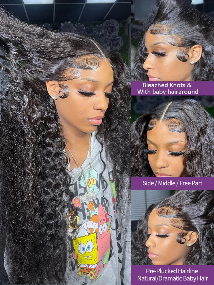 30 40 Inch Deep Wave Lace Front Wig 13x6 Hd Lace Frontal Wig 13x4 Curly Human Hair Wigs For Women Water Wave PrePlucked Lace Wig