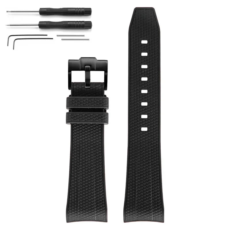 Rubber Silicone Watch Band for Swatch X Blancpain GREEN ABYSS Curved End Waterproof Sport Woven Pattern Strap Bracelet 22mm
