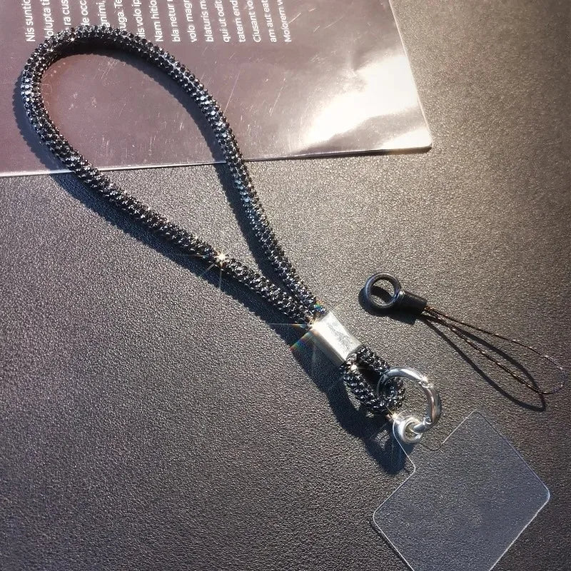 Glitter Flashy Rhinestone Cell Phone Charm Lanyard  for iPhone Diamond Crystal Phone Wrist Straps Keychain Hanging Anti-lost Rop