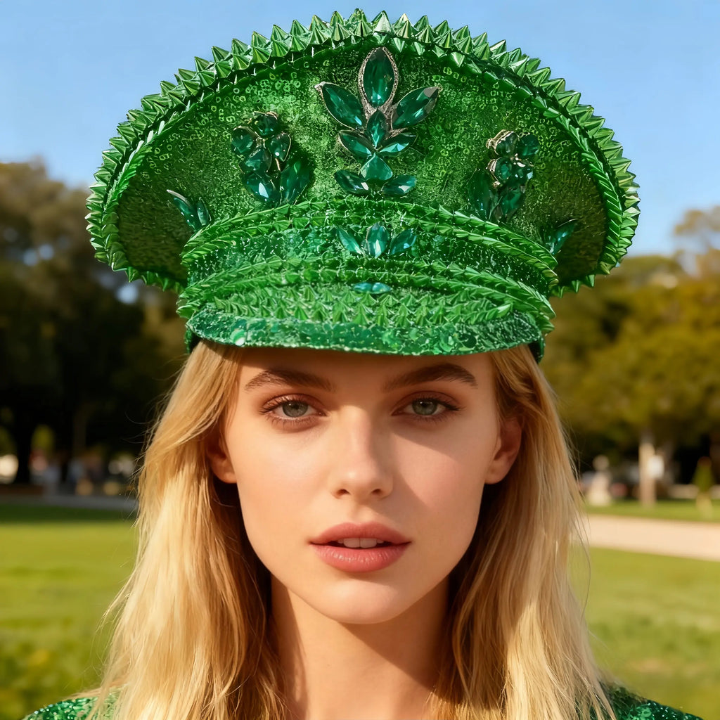 Luxury Festival Rhinestone Captain Hat Military Cap Sergeant Hat Hen Do Hat Mucis Festival Steampunk Caps Fashion Masquerade