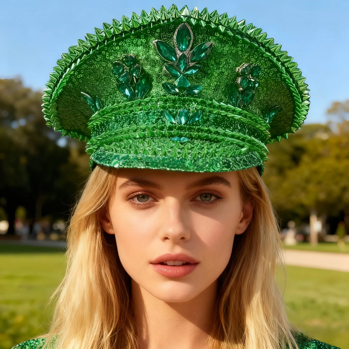 Luxury Festival Rhinestone Captain Hat Military Cap Sergeant Hat Hen Do Hat Mucis Festival Steampunk Caps Fashion Masquerade
