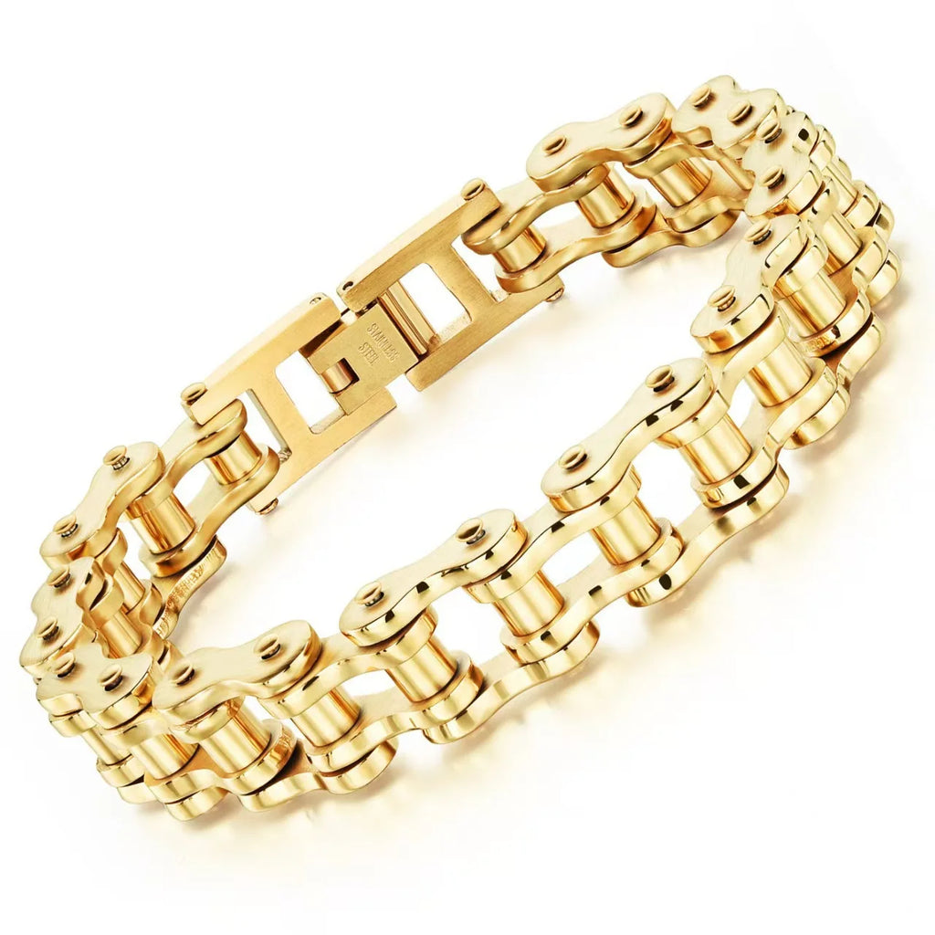 Cross-border European and American non-fading men's stainless steel trendy rock and roll bike motorcycle bracelet