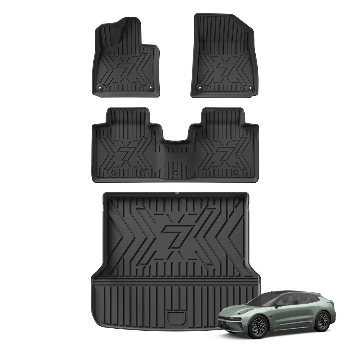 LUCKEASY Left /Right Drive for Zeekr 7X 2024-2026 Car Floor Mats Cargo Liner Backrest Trunk Pad Foot Mat All Weather Accessories