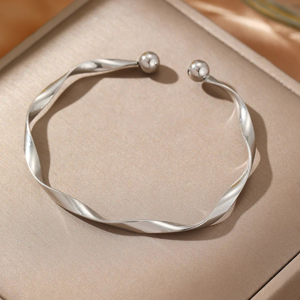 925 Sterling Silver Double Layer Bracelet for Womem Girls Irregular Knot Bangles New Simple Design Fashion Party Jewelry Gifts