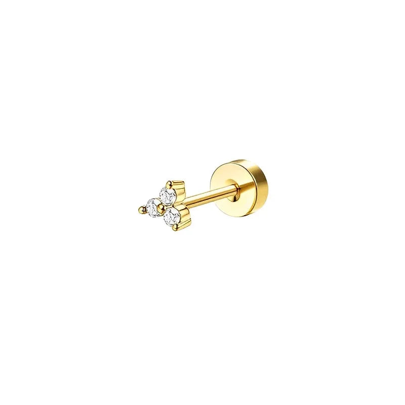 Bobisty 1pc Earrings Surgical Stainless Steel Earrings for Women Dainty Flat Back Earring Stud Hoop Cartilage for Sensitive Ears