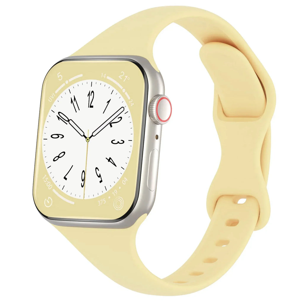 Thin Silicone Strap For Apple Watch 40mm 44mm 45mm 41mm 38mm 42mm Solid Color Strap Bracelet For IWatch Series 1 2 3 4 5 6 SE 7