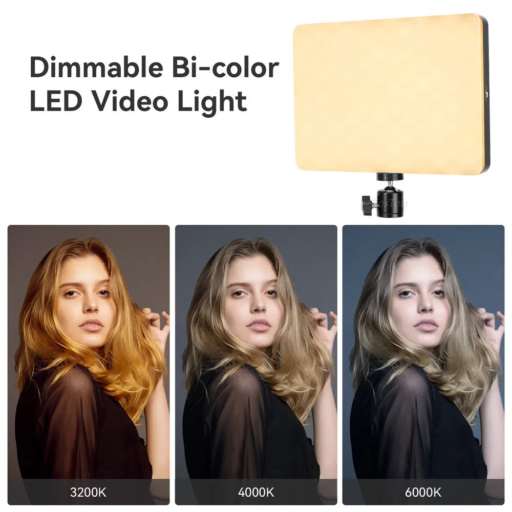 LED Photography Video Light Panel Lighting Photo Studio Lamp Kit with 8/12 Inch Adjustable Brightness,for YouTube Live Streaming