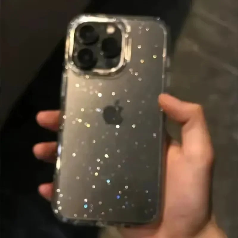 Luxury Transparent Glittering Starry Sky Pattern Phone Case For iPhone 18 17 16 Pro Max 15 14 13 12 11 XR XS 7 8 Plus Air Cover