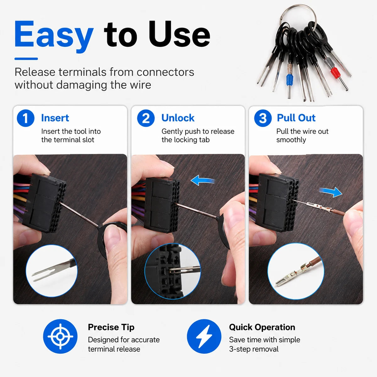Lanke Electrical Connector Removal Tool Kit Automotive Terminal Pin Extractor Depinning Tool Set for Car Wire Harness Repair