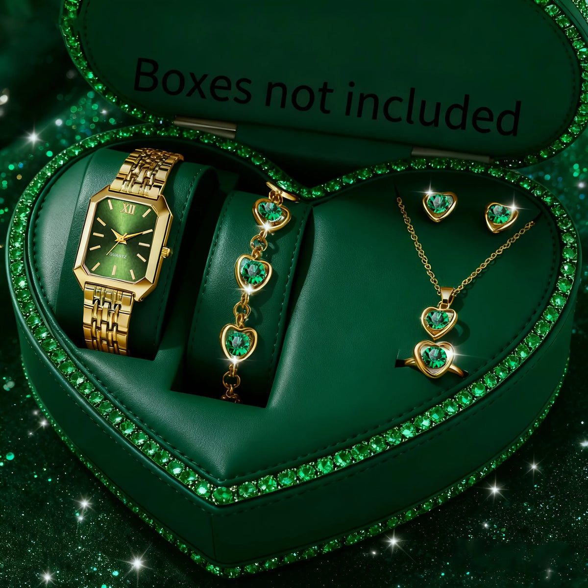 6-piece/set elegant and minimalist women's watch, quartz women's watch, square dial women's watch set
