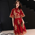 Chinese Style Bride Wedding Dress Elegant Embroidery Tulle Women Dress Evening Party Dress Classic Mandarin Collar Vestidos 3XL