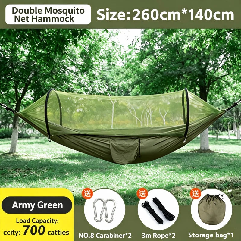 Outdoor Hammock with Built-in Mosquito Net, Portable Hanging Bed for Camping Leisure Travel