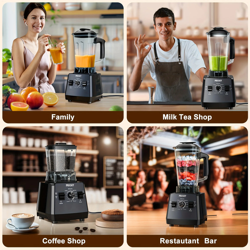 PRASKY 2400W Blender and Grinder Combo 25000RPM Powerful Kitchen 68oz BPA Free 2 Containers Professional  Blenders Ice Crushing