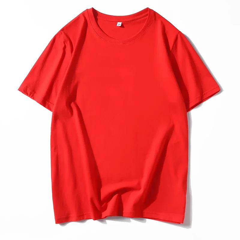 Men's Solid Color Round Neck Cotton Short Sleeved T-shirt Summer Comfortable Top