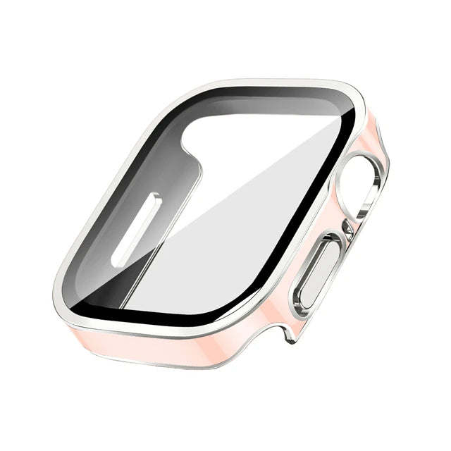Glass+Case For Apple Watch 7 8 45mm 41mm 49mm 44mm 40mm straight edge Screen Protector Cover Case iWatch 5 SE 6 7 8 9 Ultra 49mm
