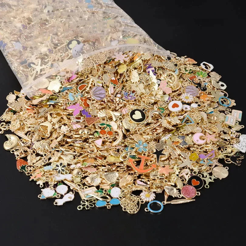 Mixed Assorted Alloy Enamel Cute Heart Pendants Charms Ocean Flower Alloy Oil Drop DIY Earrings Bracelet Jewelry Accessories New
