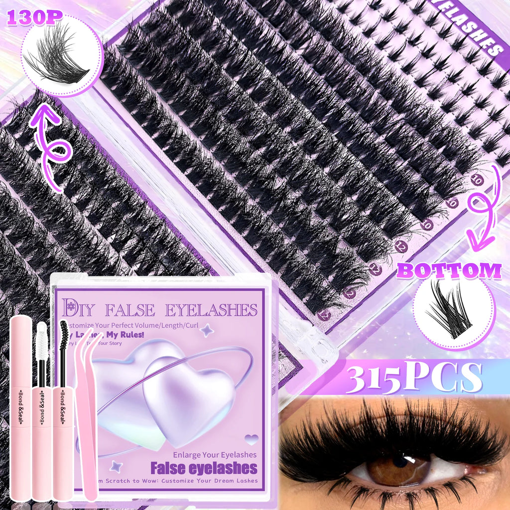Show-Stopping Top & Bottom Lash Kit – 250/740 Cluster Shell Fluffy Volume, Mix-&-Match Lengths & Styles! Killer for Any Look