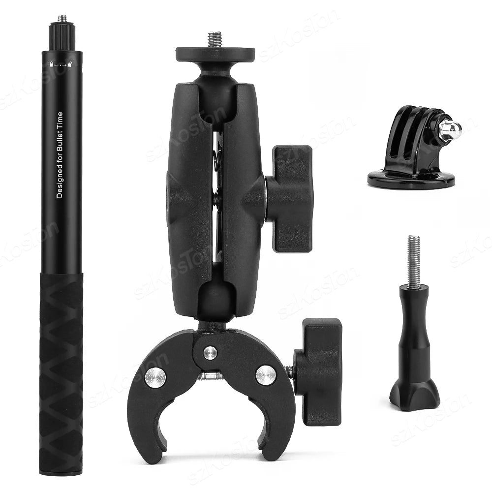 Bicycle Motorcycle Panoramic Selfie Stick Monopod Mount Handlebar Bracket For Insta360 X3 X4 X5 GoPro 13 12 11 10 DJI Accessory
