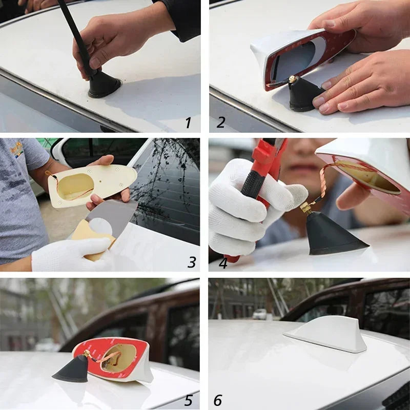 Universal Car Roof Shark Fin Decorative Aerial Antenna Cover Sticker Base Roof Carbon Fiber for BMW Honda Toyota Mazda Hyundai