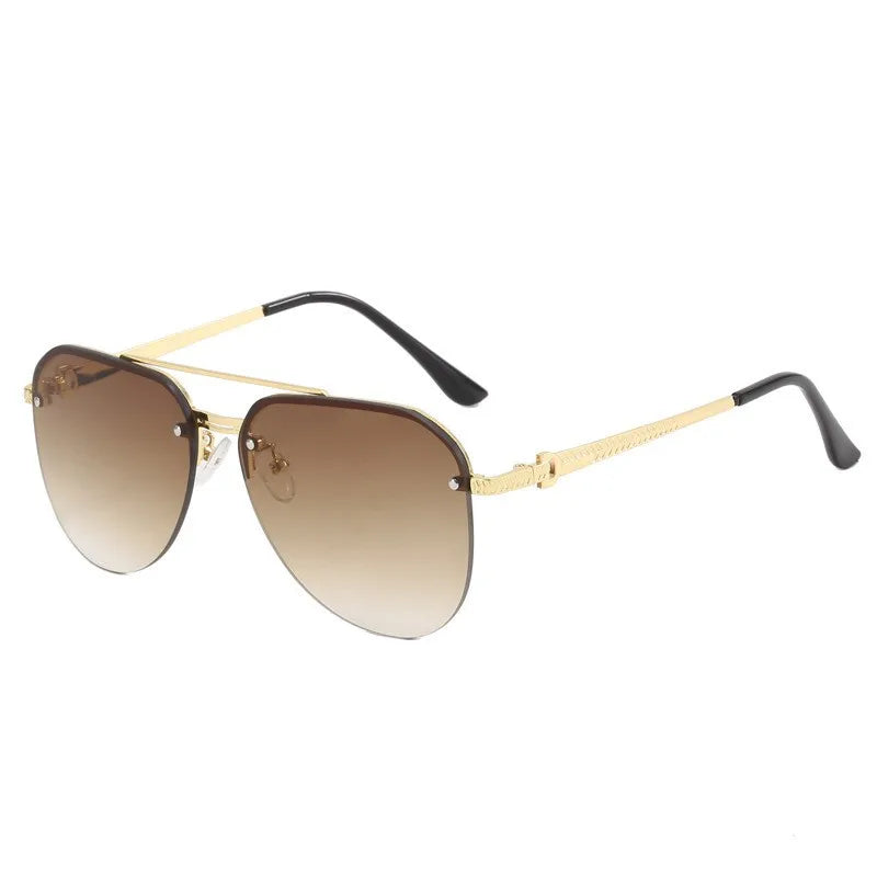 New Fashion Metal Half Frame Women's Outdoor Sunglasses Classic Double Beam Glasses