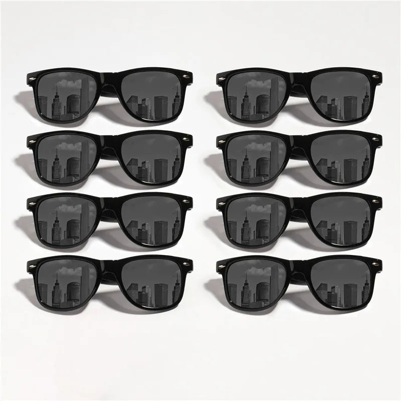 12PCS Classic Black Square Fashion Glasses with Bolt Decoration For Party Photography Wedding Birthday Graduation Hiking