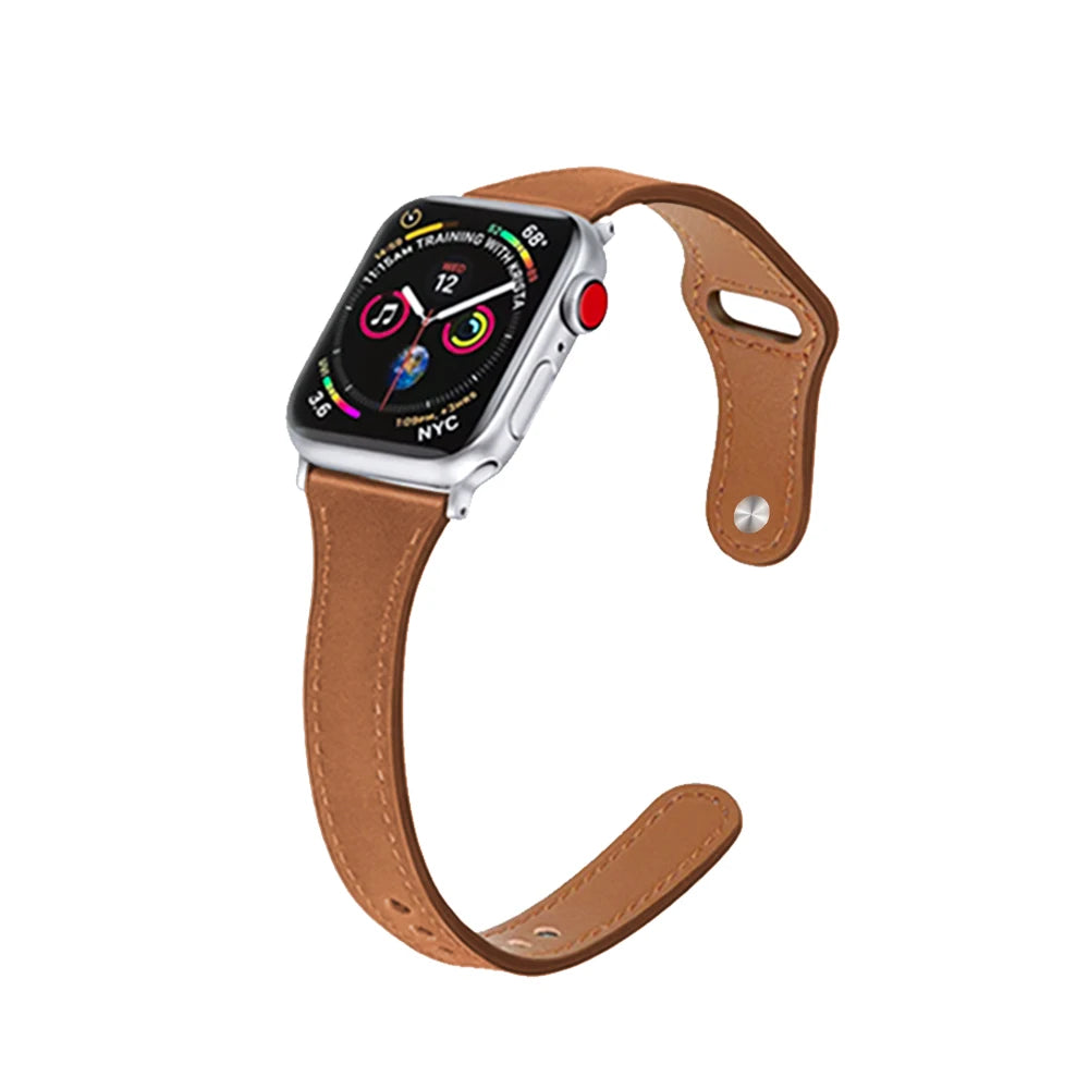 Slim Leather Strap for Apple Watch Band Ultra 49mm 8 41mm 45mm 7 SE 654321 44mm Women Bracelet Loop for iwatch series 42mm 40mm