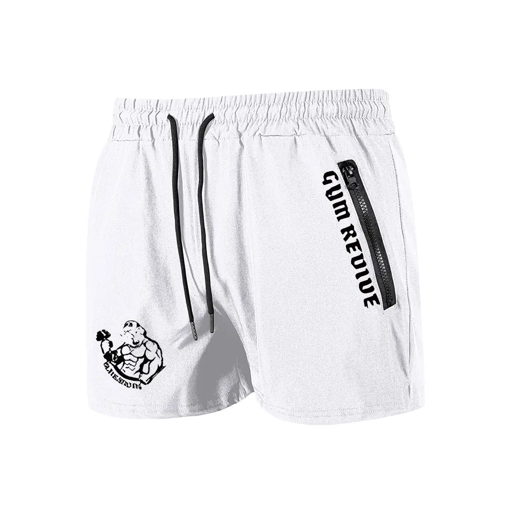 Men's Printed Shorts Summer Quick Dry Side Double Zipper Pockets Design Running Basketball Training Gym Shorts