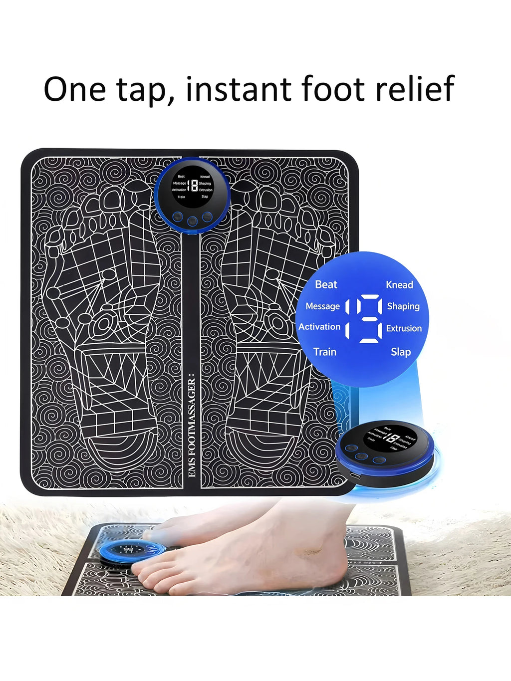 EMS Foot Massager Rechargeable Massage Pad Foot Relaxation Pad Electric Foot Massage Tools Promote Blood Circulation